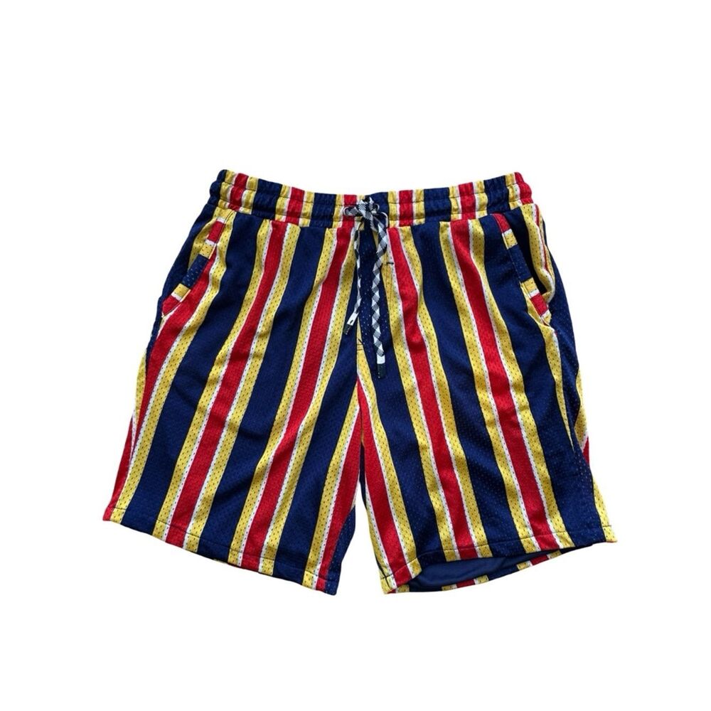 DRILL CLOTHING CO. Red Blue & Yellow Graphic Shorts Size Large